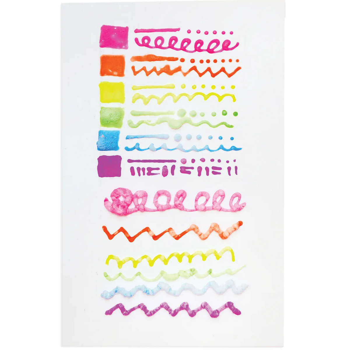 Set of colorful watercolor brush stroke stickers on a white background