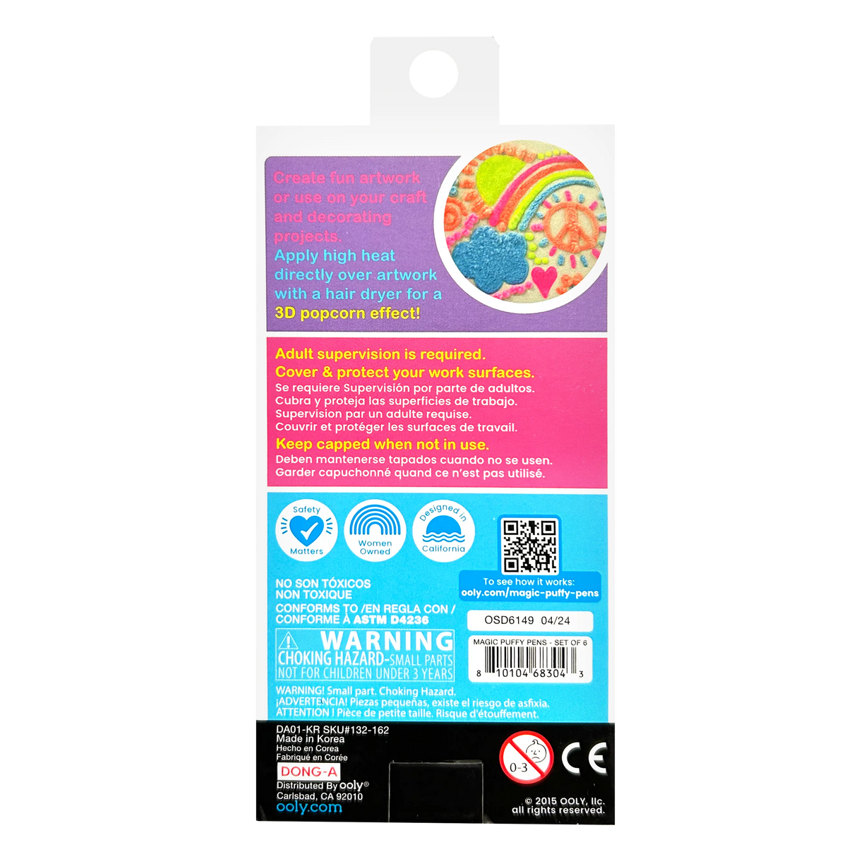 Colorful packaging with text and symbols on a white background